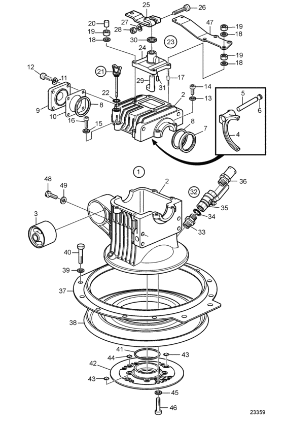 Схема узла Upper Gear Unit, Sail Boat Drive Unit 130S, 130Sr Для Volvo Penta 130Sr-B