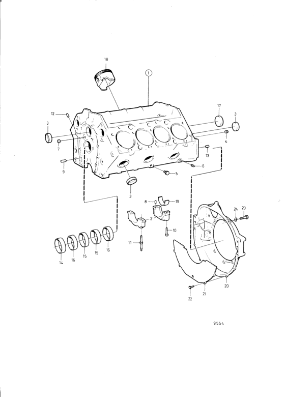Схема узла Cylinder Block And Flywheel Casing Для Volvo Penta 501B
