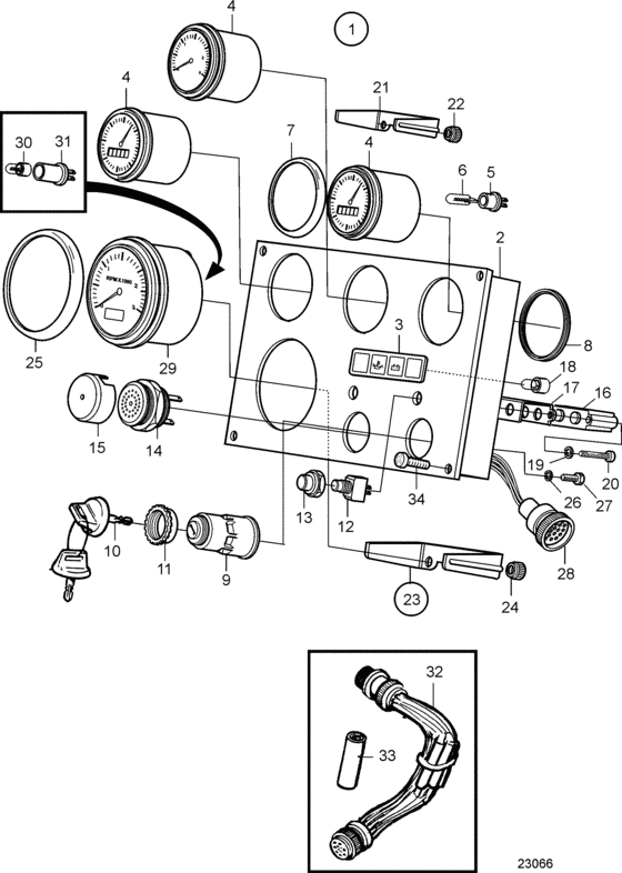 Схема узла Instrument Panel 24V Для Volvo Penta Ad41L-A