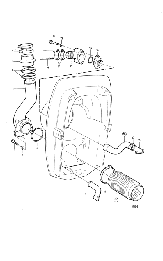 Схема узла Exhaust Pipe And Cooling Water Pipe Для Volvo Penta 230A