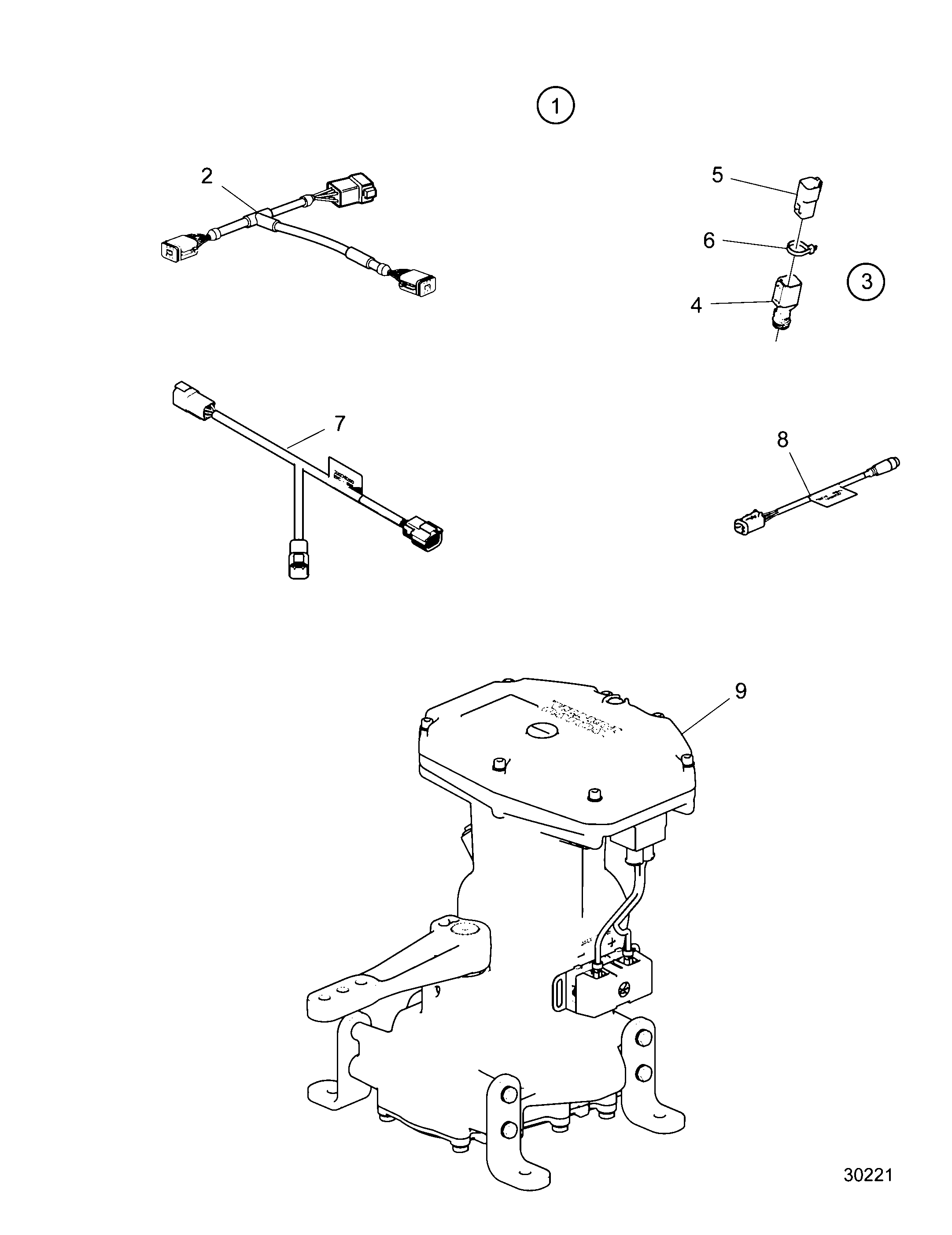 Схема узла Electrical Inboard Steering Kit, Twin, Evc 2.0