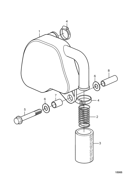 Схема узла Silencer, Inlet Для Volvo Penta D2-55B