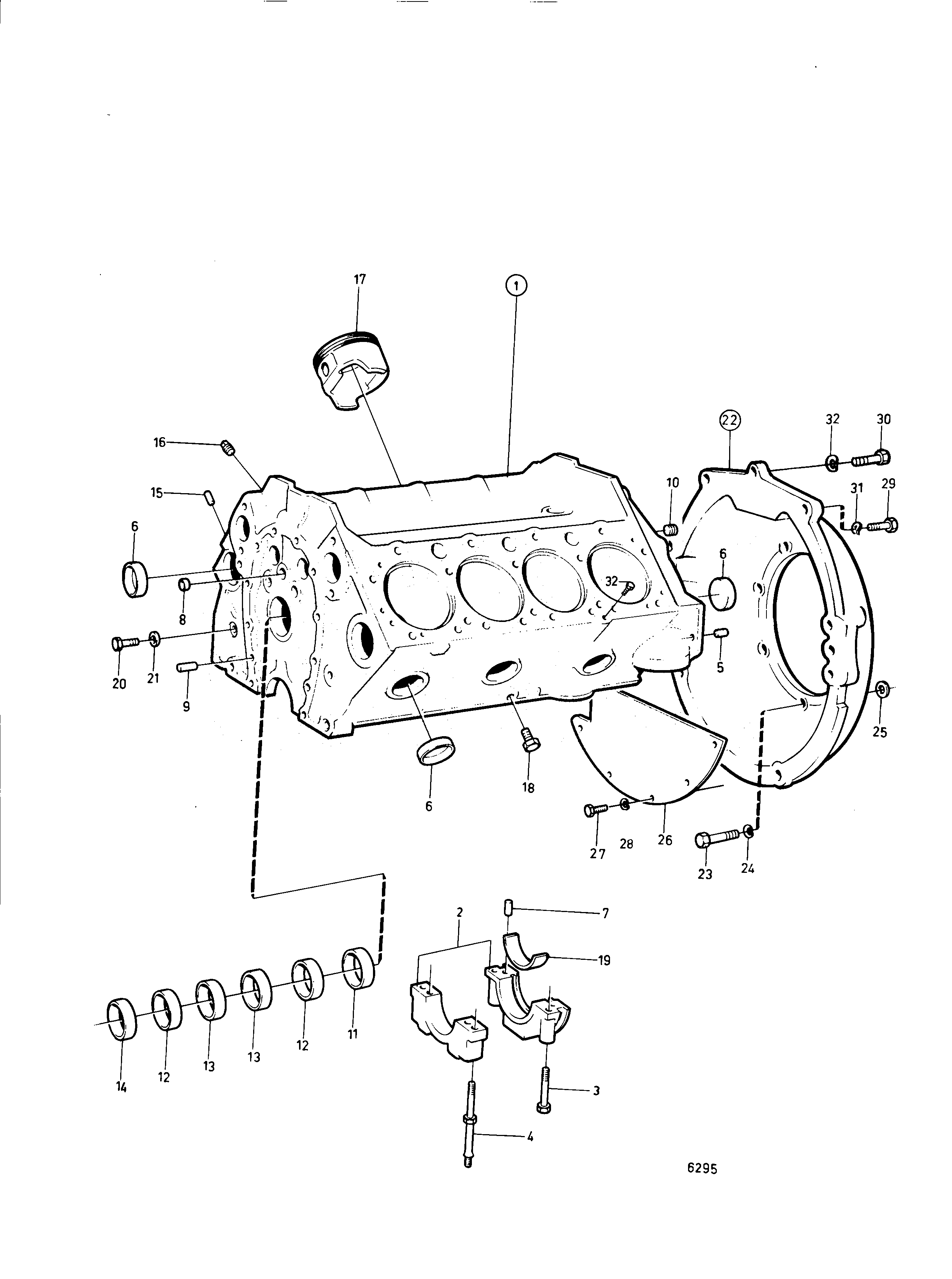 Схема узла Cylinder Block And Flywheel Cover.