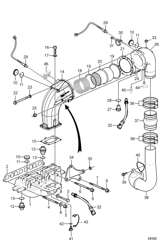 Схема узла Exhaust, High Для Volvo Penta 3.0Gxic-J