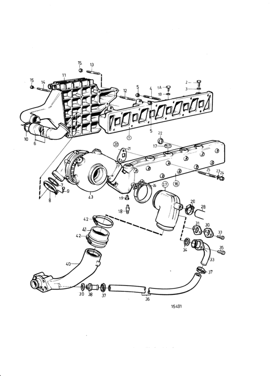 Схема узла Induction And Exhaust Manifold: A Для Volvo Penta Tamd42B