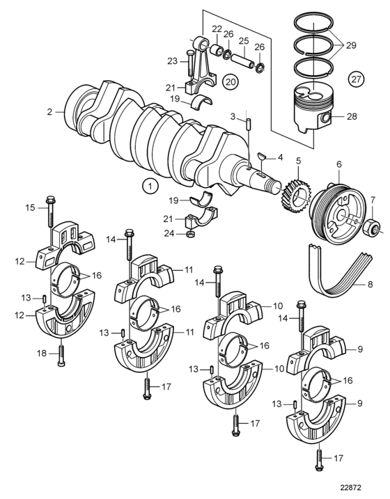 Схема узла Crank Mechanism Для Volvo Penta D2-40A