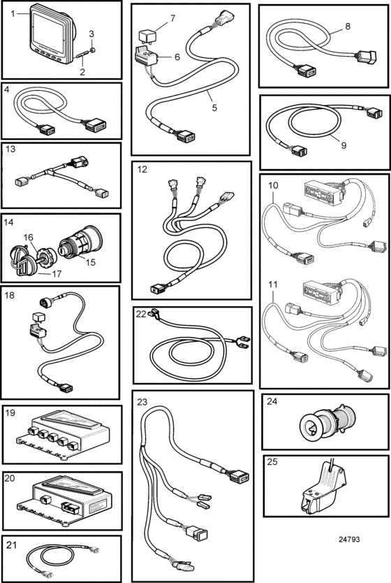Схема узла Control Unit And Cables, Evc-B, Evc-B2 Для Volvo Penta D6-280A-B