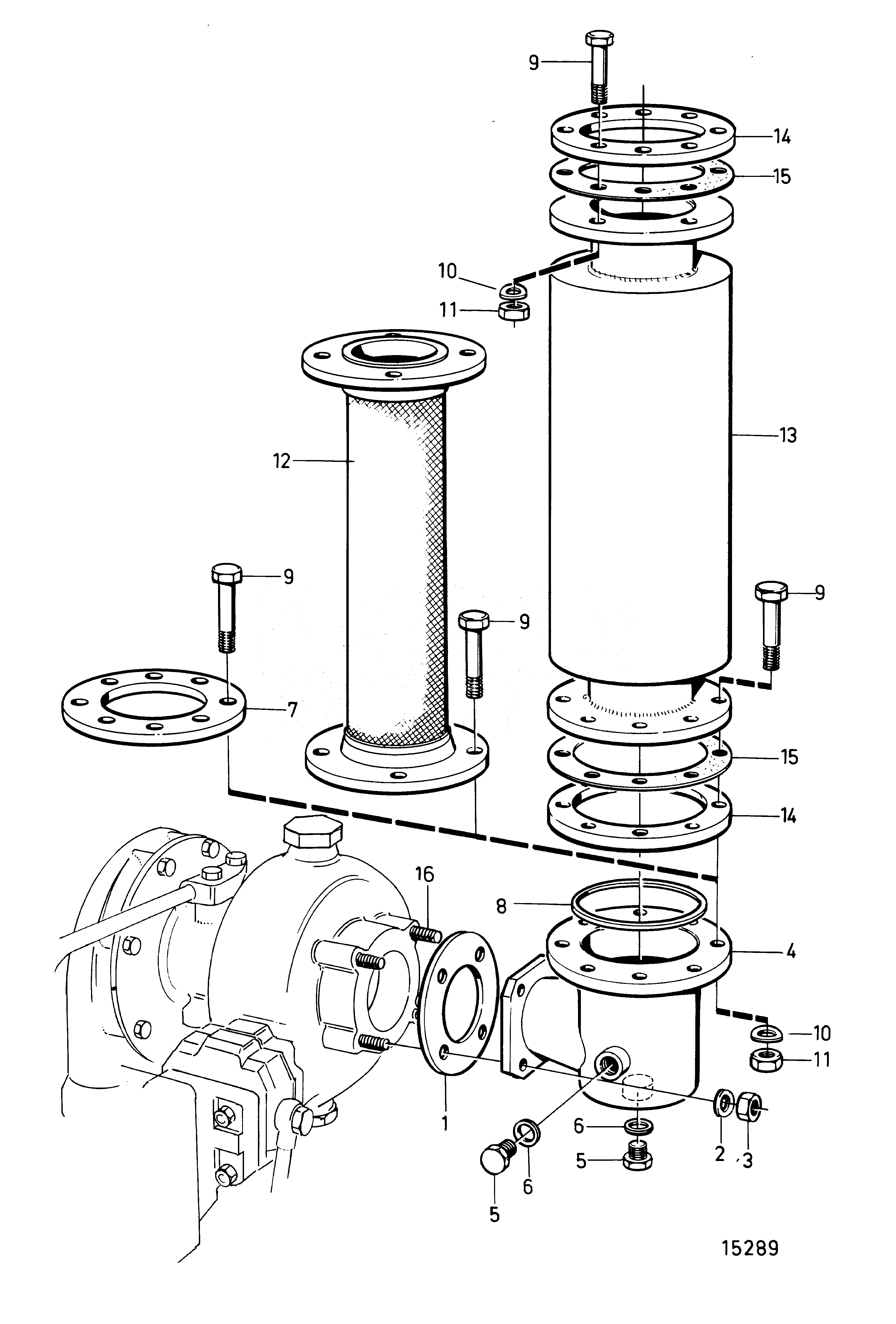 Схема узла Сухая Выхлопная Линия 5\'\'(127Mm)