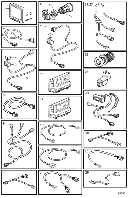 Схема узла Control Unit And Cables, Evc-C2 Для Volvo Penta D12D-B Mh