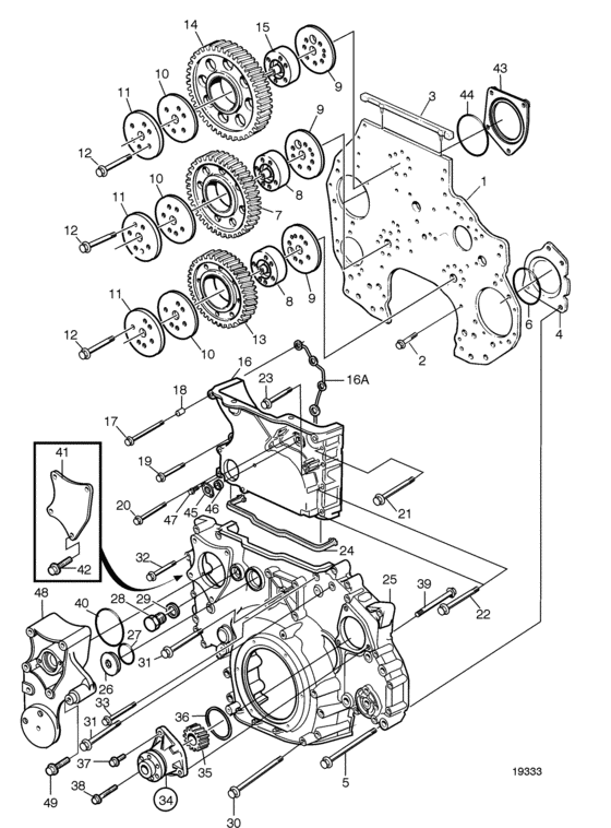 Схема узла Timing Gear Housing Для Volvo Penta D12D-A Mg