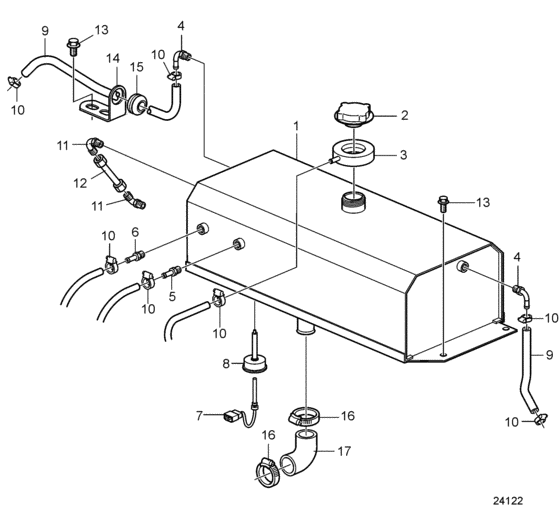 Схема узла Expansion Tank With Connection Components Для Volvo Penta D16C-A Mg Rc