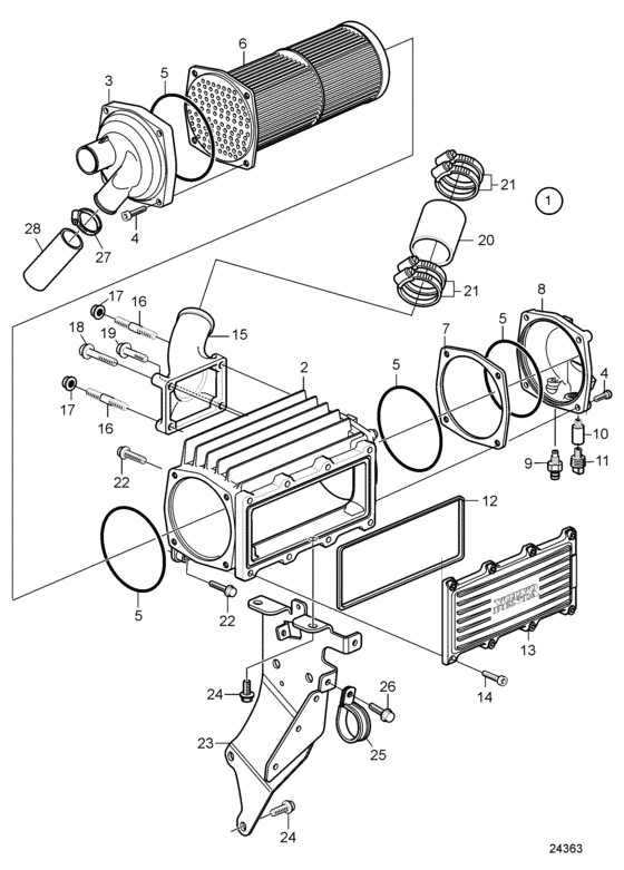 Схема узла Charge Air Cooler Для Volvo Penta D4-180I-D