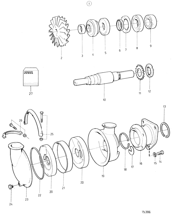 Схема узла Sea Water Pump With Bronze Impeller, Components Для Volvo Penta Tamd165A-A