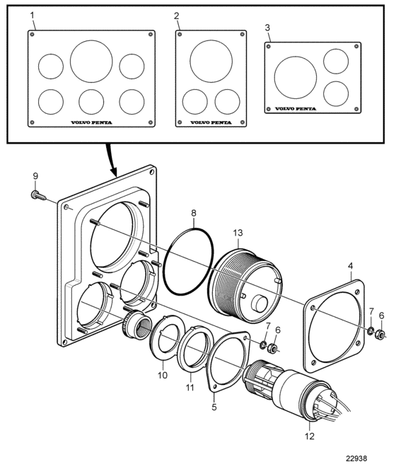 Схема узла Instrument Panel, Evc Для Volvo Penta D12C-A Mp