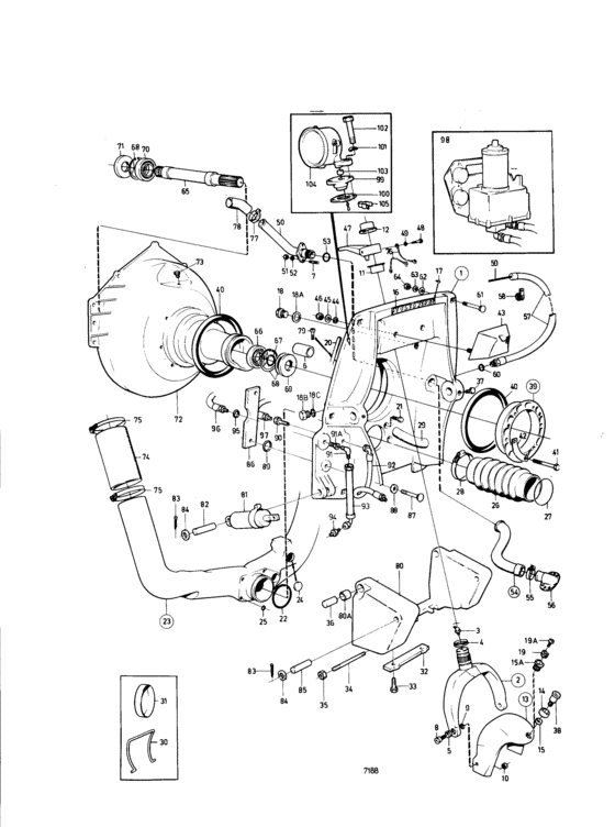 Схема узла Connecting Components Aq Drive Unit 280 Power Trim Для Volvo Penta Aq290A