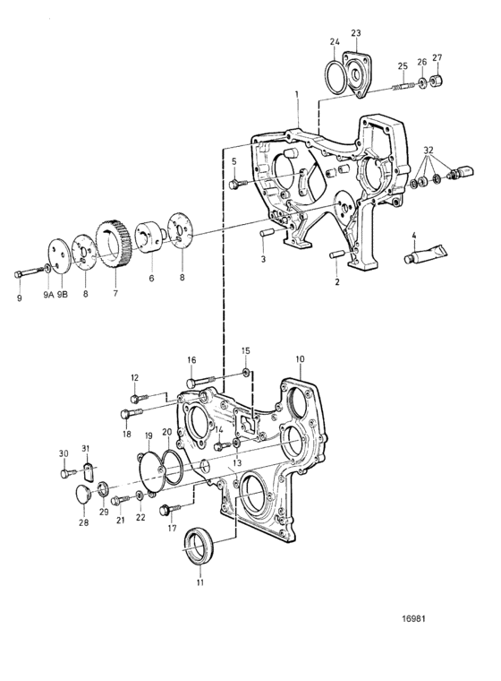 Схема узла Timing Gear Housing Для Volvo Penta Tamd72Wj-A