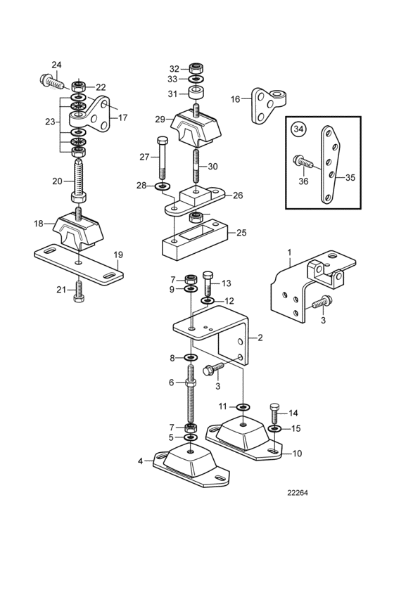 Схема узла Engine Mounting: 120S-E Для Volvo Penta Md2030C