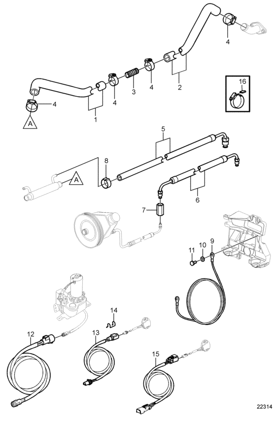 Схема узла Jackshaft, Connecting Components, Later Version Для Volvo Penta Sx-Mbac