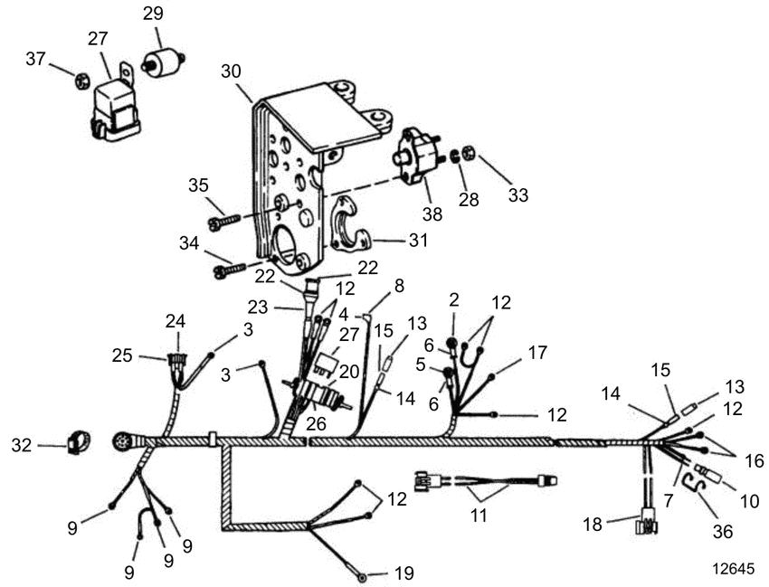 Схема узла Engine Harness And Bracket Для Volvo Penta 4.3Glmmda