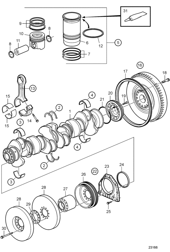 Схема узла Crank Mechanism Для Volvo Penta D16C-A Mg Rc