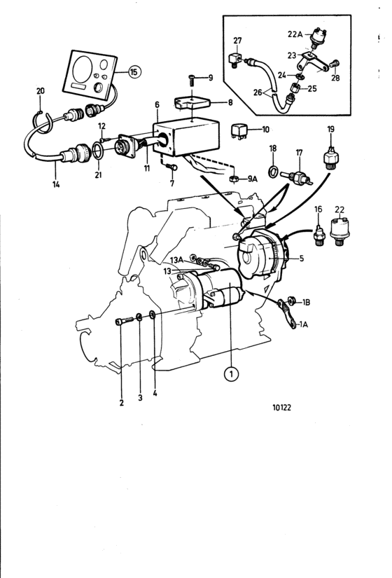 Схема узла Electrical System And Instruments 1-Pole Electrical System: A Для Volvo Penta 2003