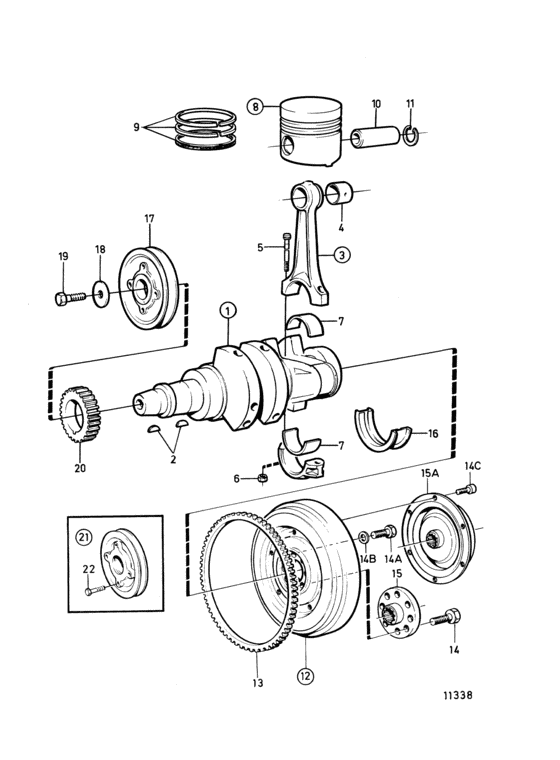 Схема узла Crankshaft And Related Parts Для Volvo Penta 2002D