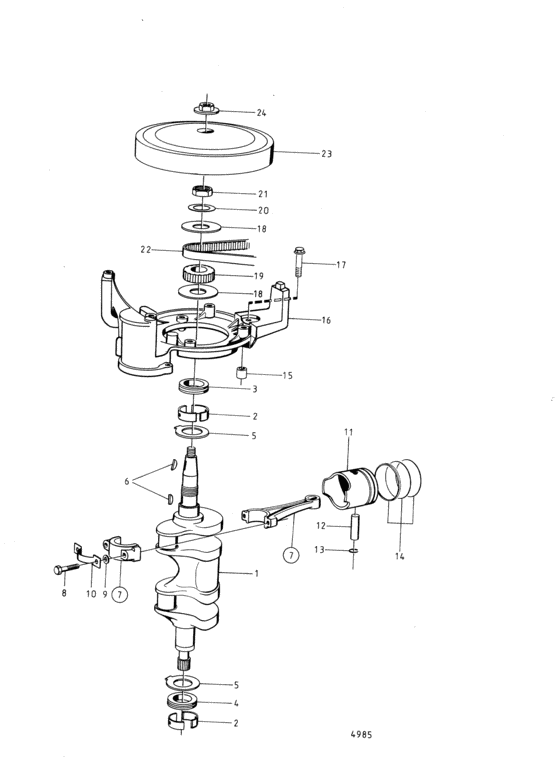 Схема узла Crankshaft And Related Parts Для Volvo Penta Mb2