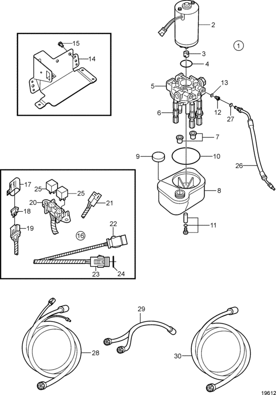 Схема узла Trim Pump, Early Version Для Volvo Penta Sx-Mda