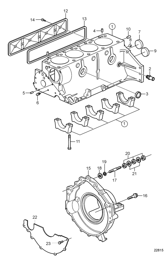 Схема узла Cylinder Block And Flywheel Housing Для Volvo Penta 3.0Gsp-B