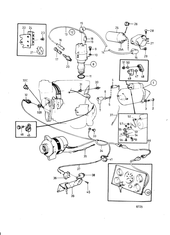 Схема узла Electrical System And Instrument: C Для Volvo Penta Aq151C