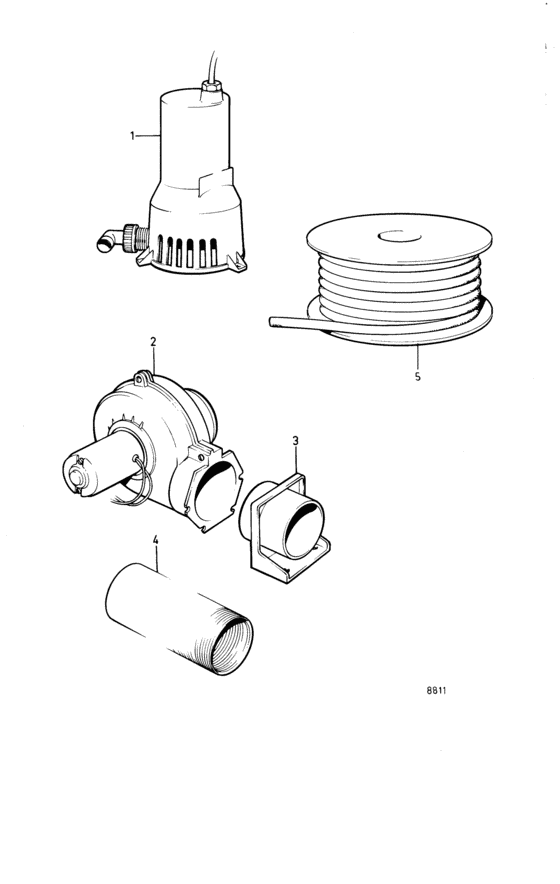 Схема узла Engine Room Fan Bilge Pump, Hose Для Volvo Penta Aq271B
