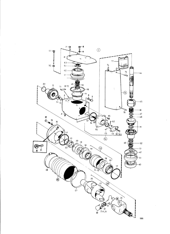 Схема узла Upper Gear Unit Для Volvo Penta Aq231B