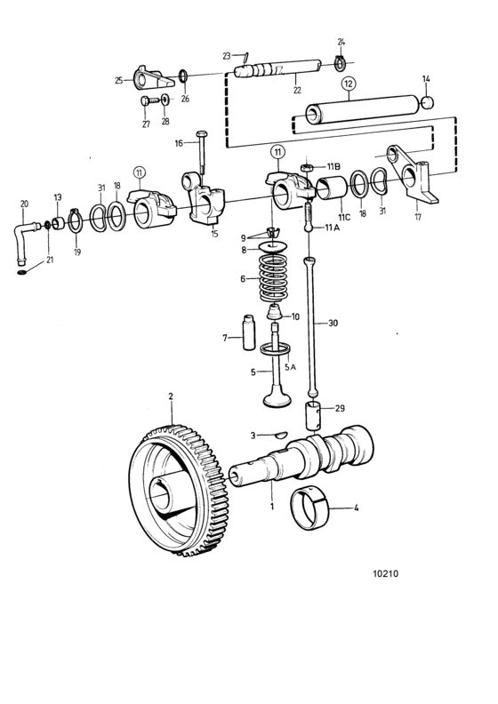 Схема узла Camshaft And Valve Mechanism: C Для Volvo Penta 2001Ag