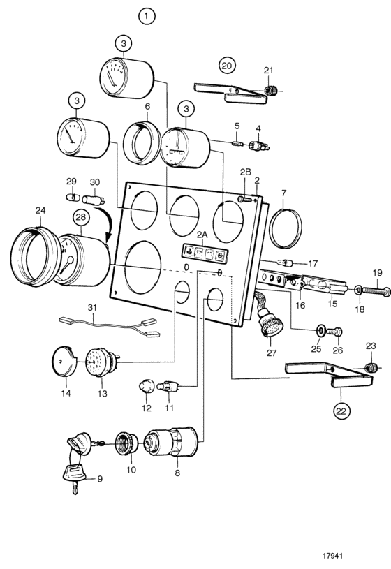 Схема узла Instrument Panel 24V. Edc Для Volvo Penta D12C-A Mp