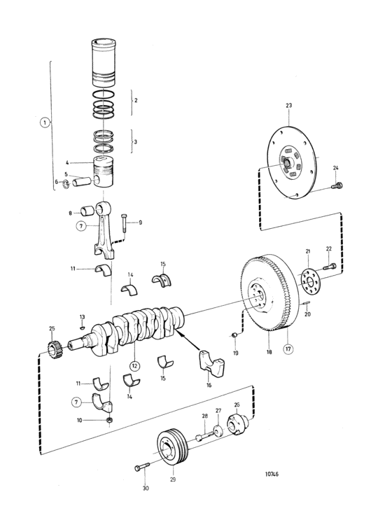 Схема узла Crankshaft And Related Parts: C Для Volvo Penta Tamd31B