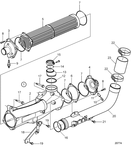 Схема узла Charge Air Cooler Для Volvo Penta D9A2B 425
