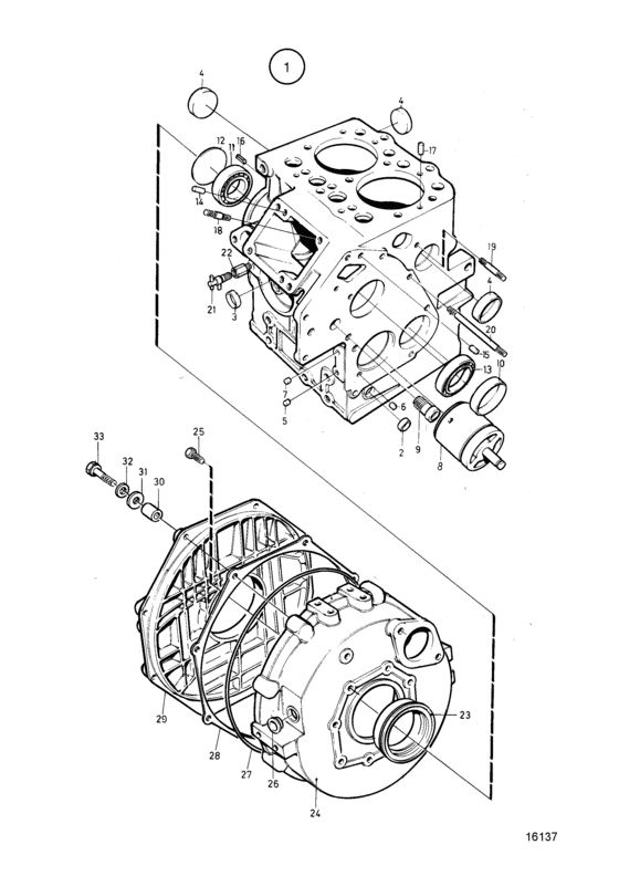 Схема узла Cylinder Block And Flywheel Housing Для Volvo Penta Md2010B