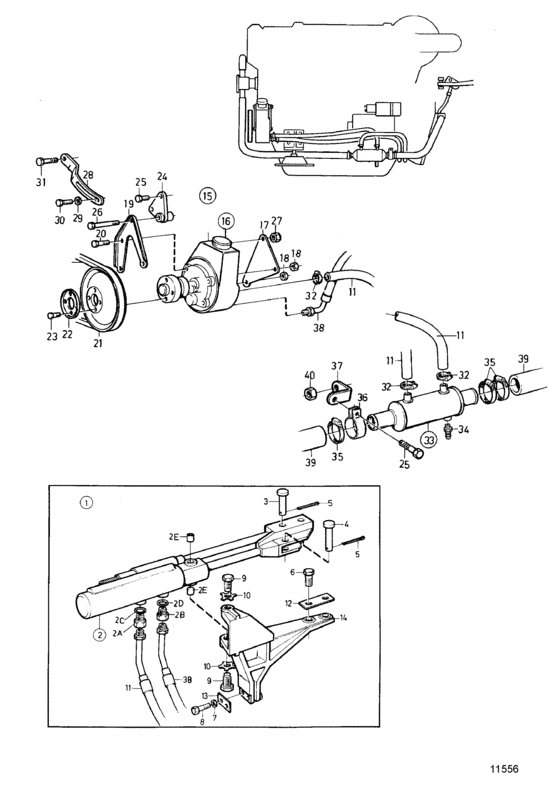 Схема узла Power Steering, Later Prod Для Volvo Penta Ad31B