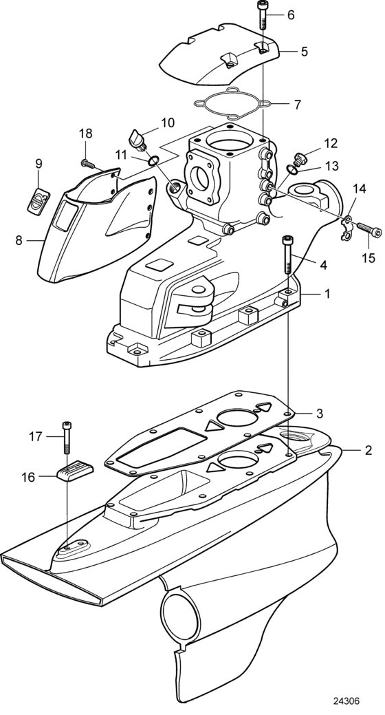 Схема узла Housing And Center Tube Для Volvo Penta Dpr-A