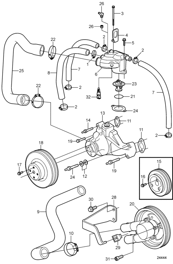 Схема узла Охлаждение Для Volvo Penta 4.3Gspwtc