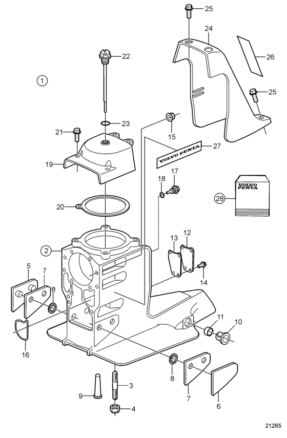 Схема узла Upper Gearhousing Для Volvo Penta Dp-Smtd3 2.11