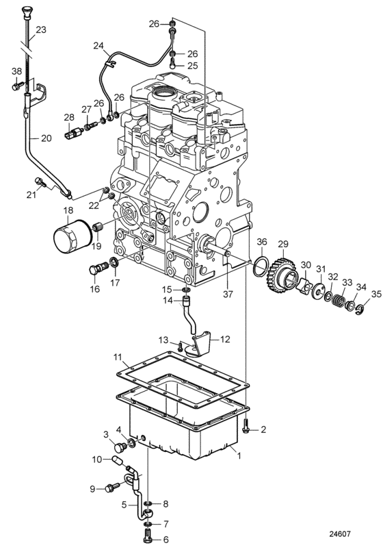 Схема узла Lubricating System Для Volvo Penta D1-20F