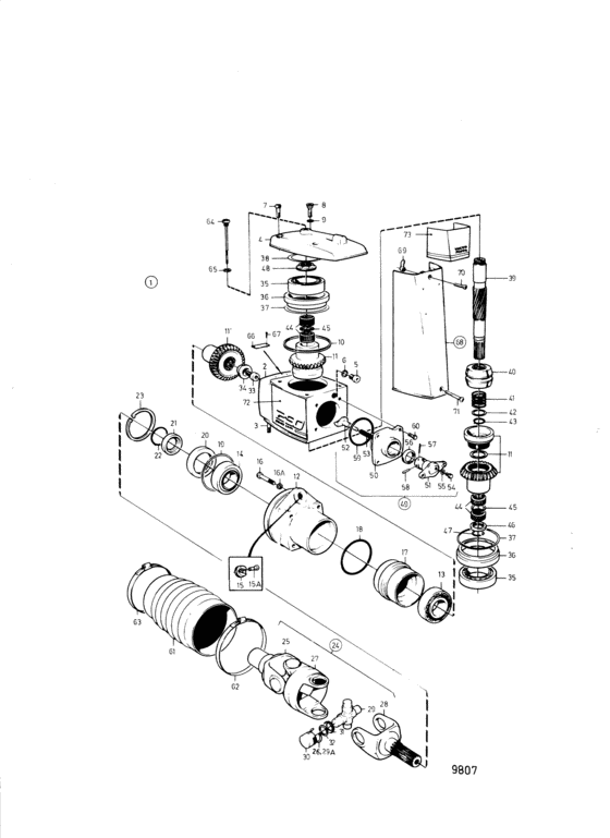 Схема узла Upper Gear Unit Для Volvo Penta Aq231B