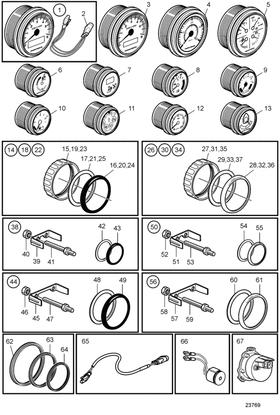 Схема узла Electrical Materials, Instrument Evc-C Для Volvo Penta D3-110I-C