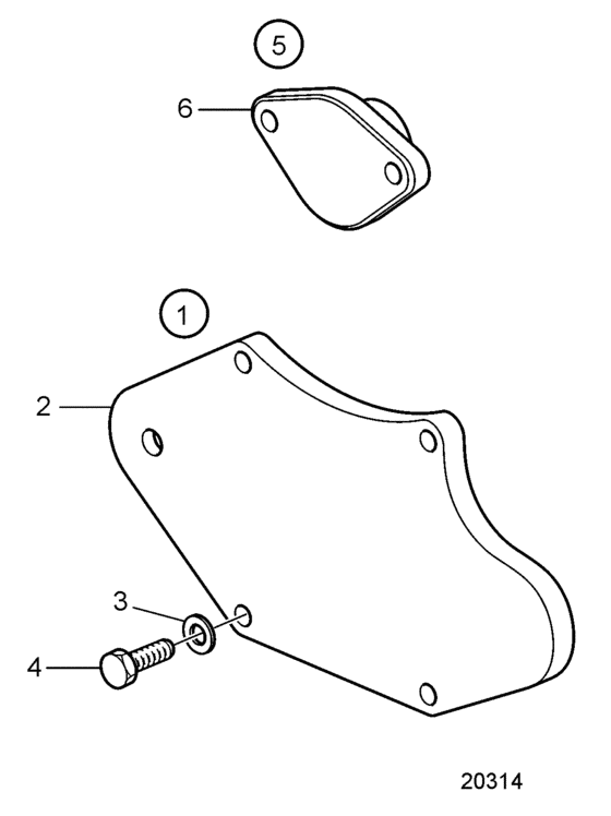 Схема узла Water And Exhaust Block Off Kits Для Volvo Penta Dph-A