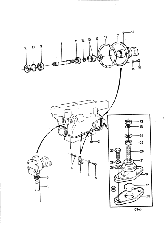 Схема узла Connecting Components-Engine Commercial Use, Std Для Volvo Penta Aqad40B