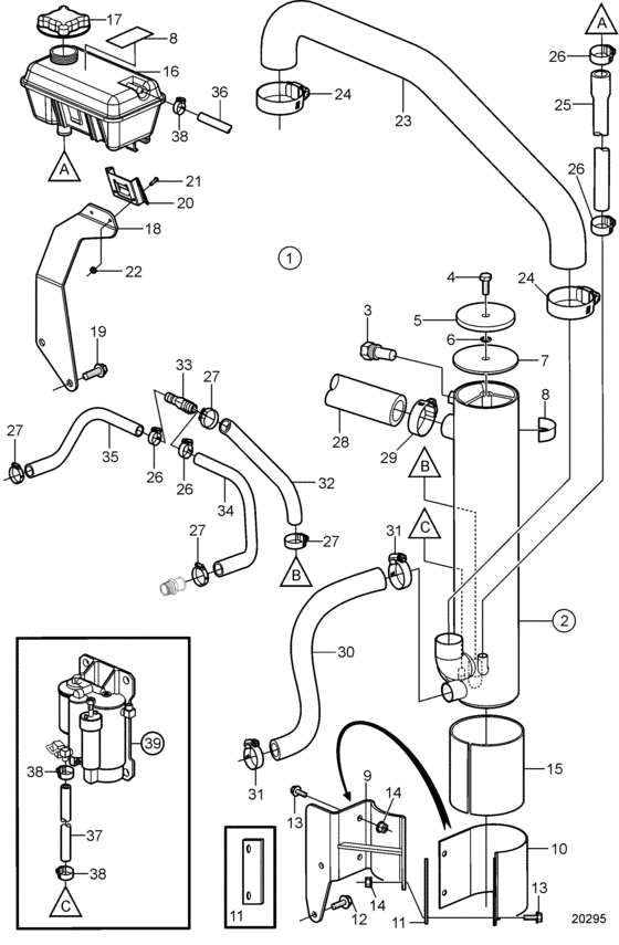 Схема узла Heat Exchanger, V-Drive With Freshwater Cooling Для Volvo Penta 8.1Gii-E