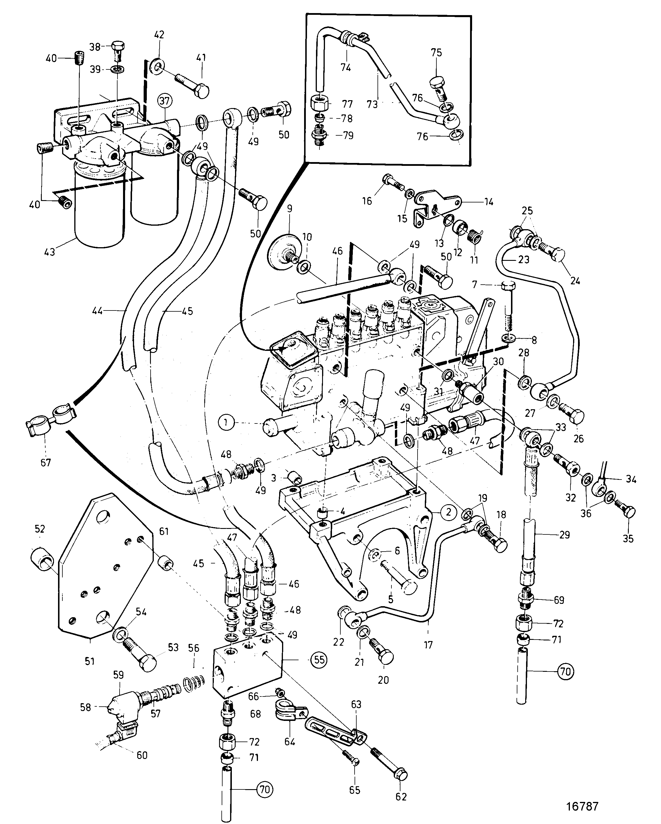Схема узла Fuel Injection Pump With Shut-Off Valve, Energized To Stop. Option.