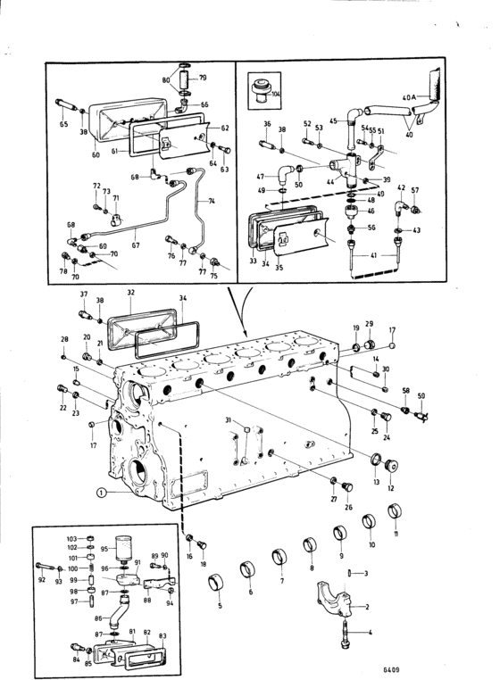 Схема узла Cylinder Block: C Для Volvo Penta Md100B