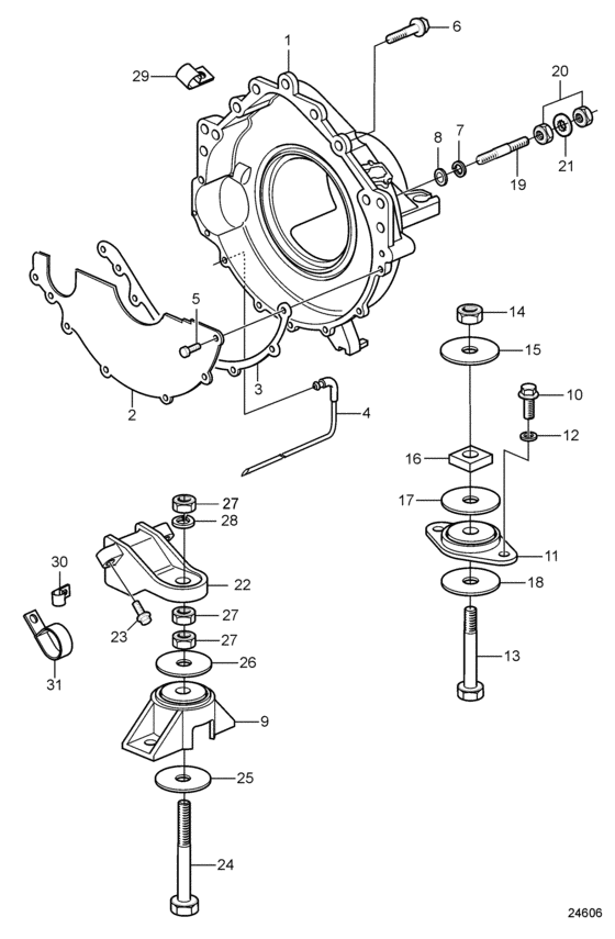Схема узла Flywheel Housing And Mounts Для Volvo Penta 7.4Glpncs